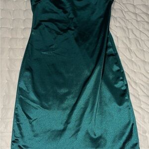 Elegant Teal Satin Dress
